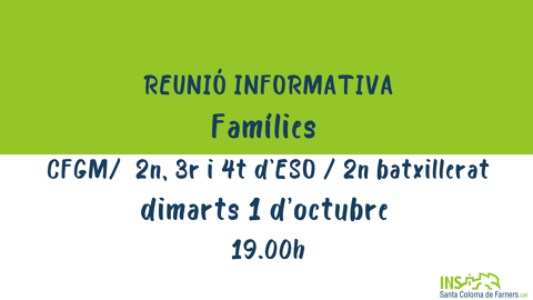 Reunió de famílies inici de curs 